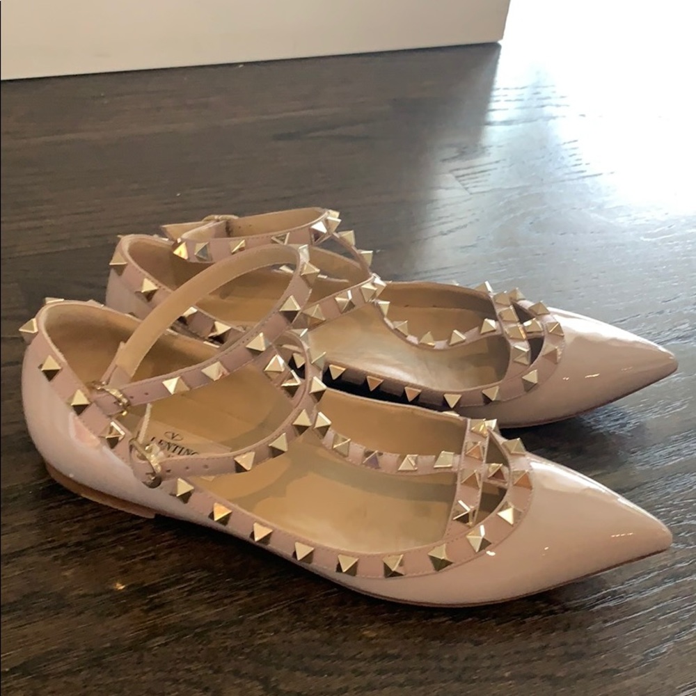 Valentino rockstud t-strap ballerina flats